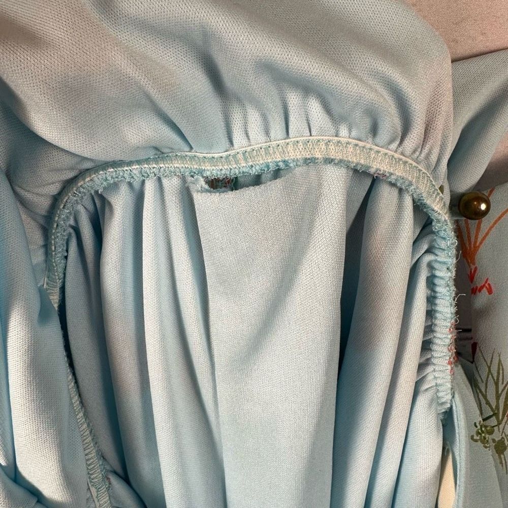Everly Romper Blue with Flamingos Surplice Front Spaghetti Straps Summer L - Picture 8 of 8